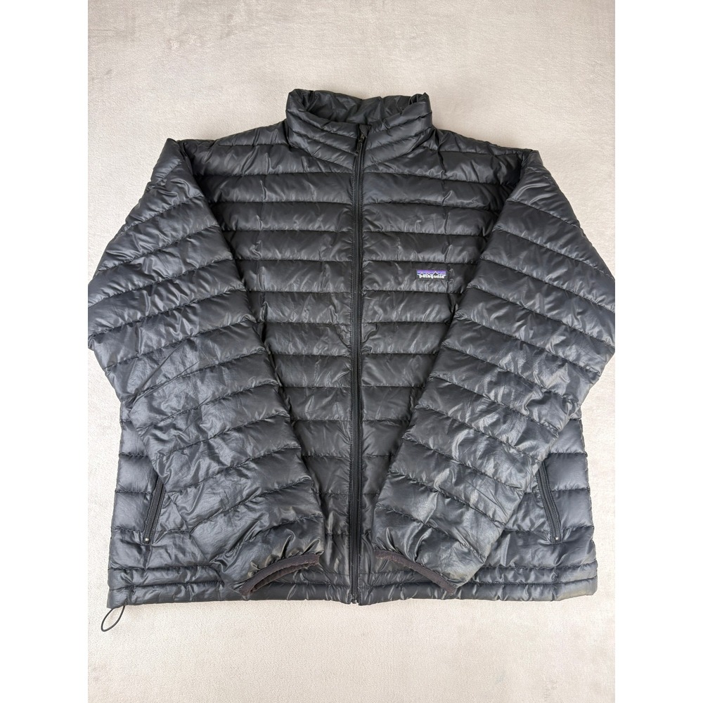 Patagonia Mens Down Jacket Black Puffer Full Zip Quilted Coat 84674